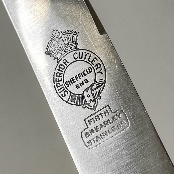 Vintage Superior Cutlery Sheffield Firth Brearley Set 5 Dinner Knives 9.5" MCM - Picture 9 of 9
